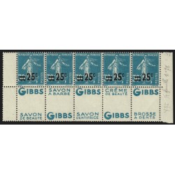 n°217d, double bande publicitaire "Gibbs" avec texte complet, neuf ** - TB