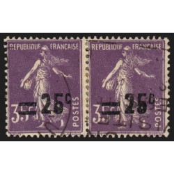 n°218b, variété "Boucle du 5 fermée", Semeuse 25c sur 35c violet, oblitéré - TB