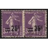 n°218b, variété "Boucle du 5 fermée", Semeuse 25c sur 35c violet, oblitéré - TB