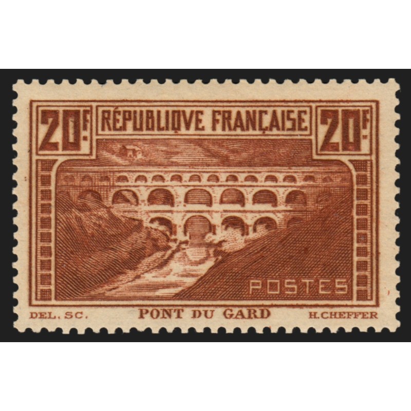 n°262a, Pont du Gard, 20fr chaudron-foncé, Type IIB, neuf * - TB