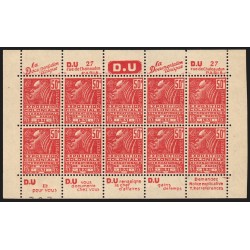 n°272, feuille de carnet bandes publicitaires "D.U." texte complet, neuf **/*