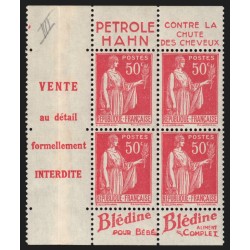 n°283e, Type III, bandes publicitaires "Petrole Hahn / Blédine", neuf ** - TB