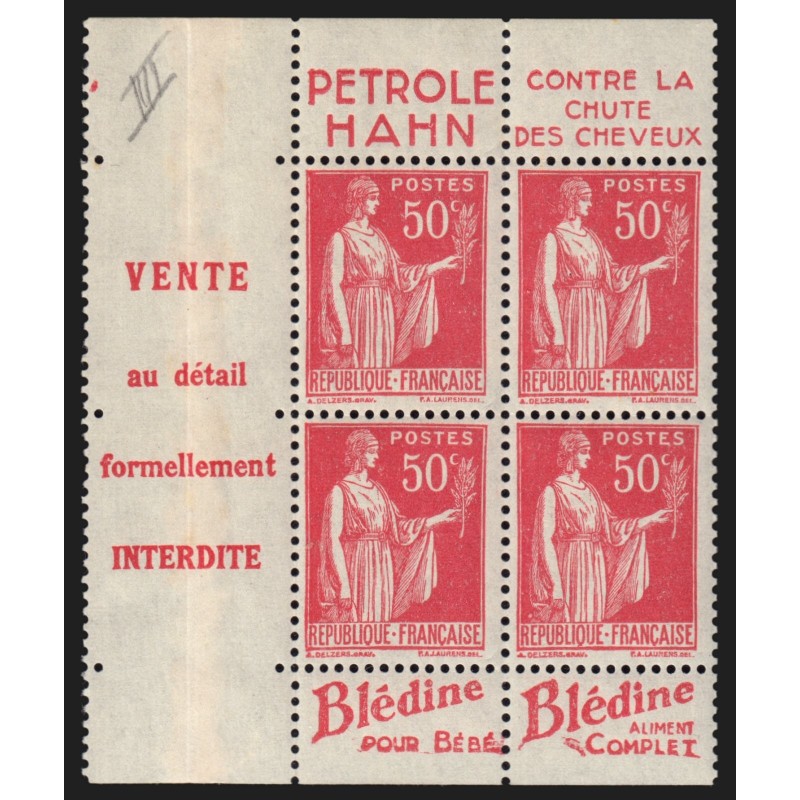 n°283e, Type III, bandes publicitaires "Petrole Hahn / Blédine", neuf ** - TB