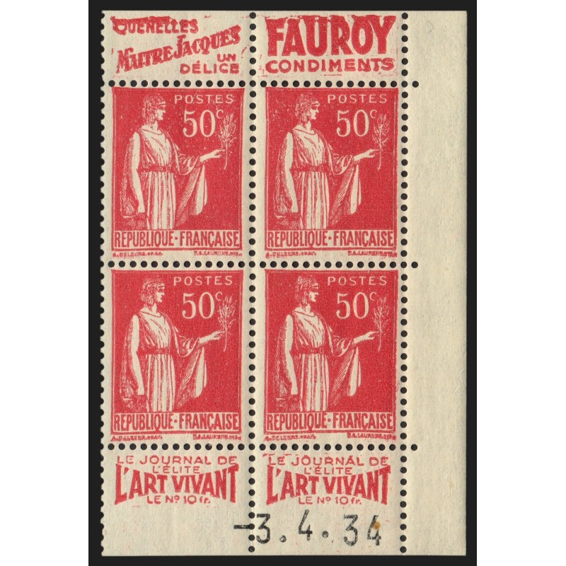 n°283, bandes publicitaires "Quenelles Maître Jacques / Fauroy" coin daté, neuf