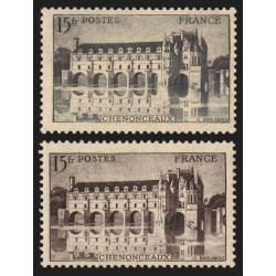 n°610c, variété "gris-noir" + normal, Château de Chenonceaux, neufs ** - TB