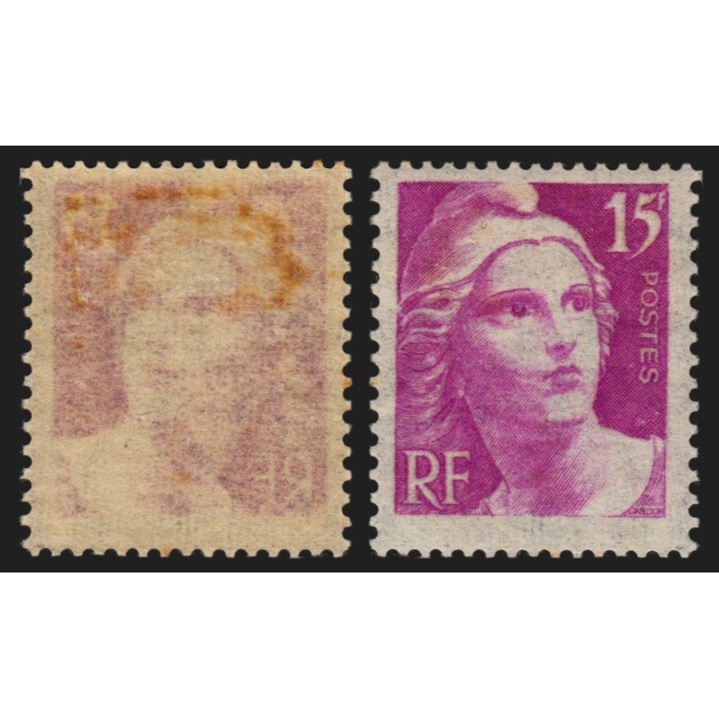 n°727, variété "impression recto-verso", Marianne de Gandon, neuf * - B/TB