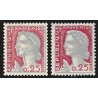 n°1263, variété "Couleurs décalées" + normal, Marianne de Decaris, neufs ** TB