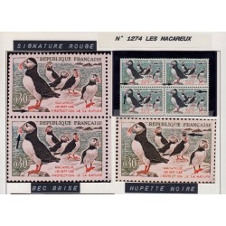 n°1274, lot de 6 variétés d'impression, Oiseau Macareux, neufs ** - SUPERBE