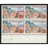 n°1355, variété "Plage bleue" x2 dans un bloc de quatre, neuf ** sans charnière
