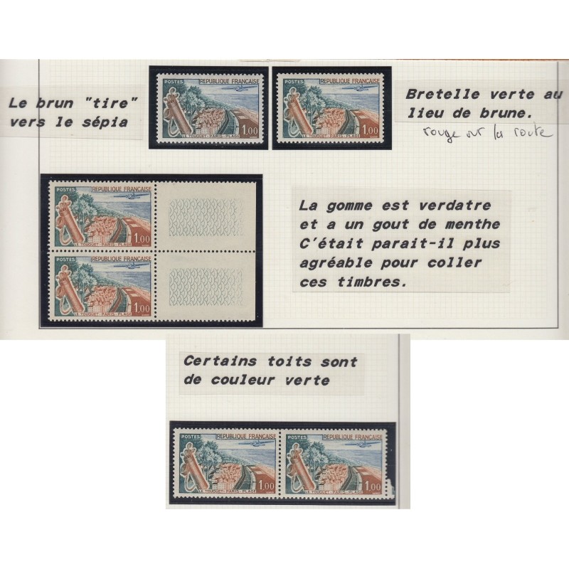 n°1355, lot de 4 variétés d'impression/couleurs, Le Touquet, neufs ** - TB
