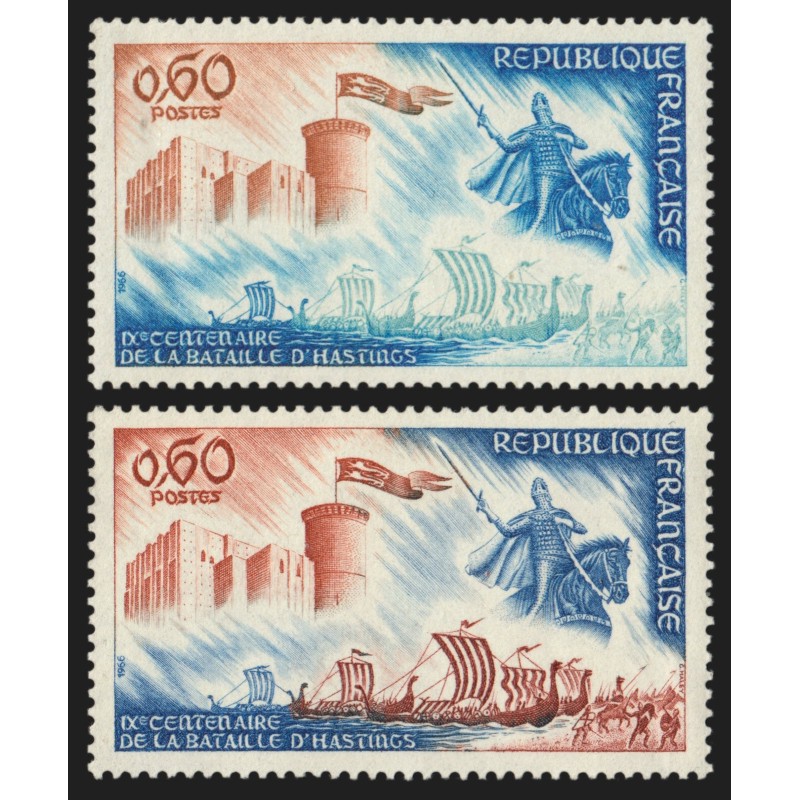 n°1486, variété "Couleur partiellement absente / Drakkar bleu, neuf ** SUPERBE