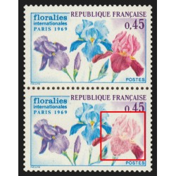 n°1597c, variété "Fleur rouge très dépouillée" tenant à normal, neuf ** SUPERBE