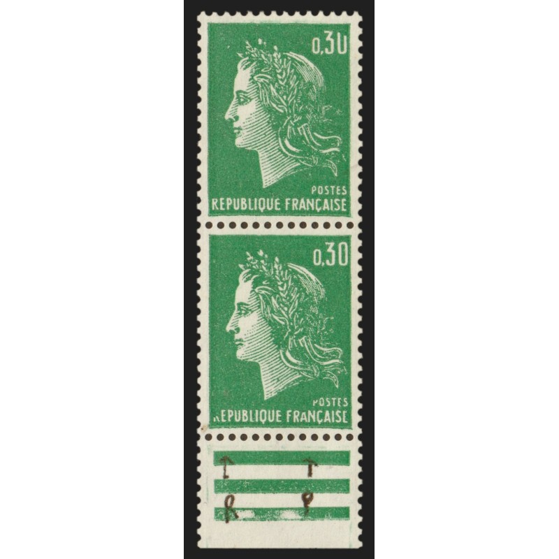 n°1611, paire avec 3 variétés d'impression, Marianne de Cheffer, neuf ** - TB