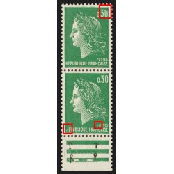 n°1611, paire avec 3 variétés d'impression, Marianne de Cheffer, neuf ** - TB