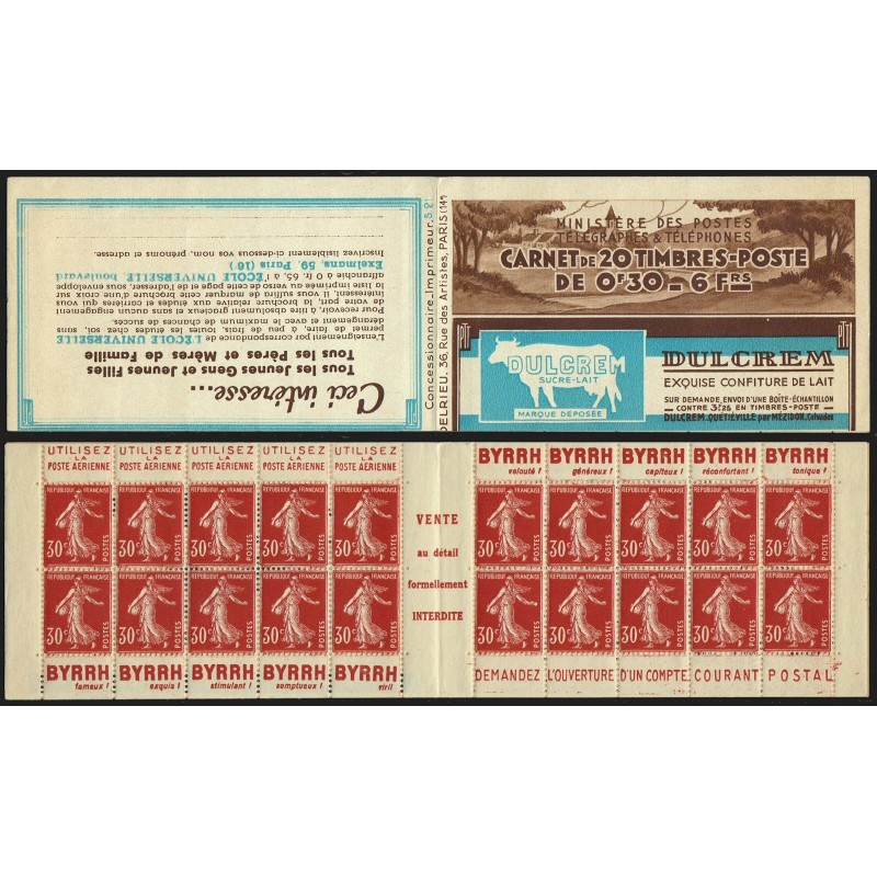 Carnet n°360-C 1, Poste Aérienne - Byrrh - C.C.Postal, neuf ** - TB