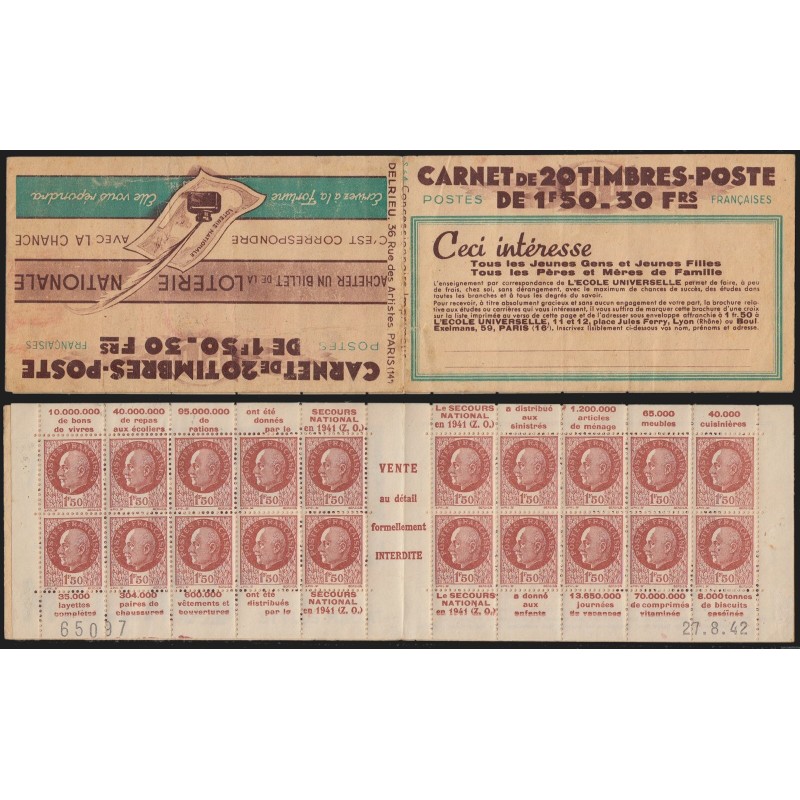 Carnet n°517-C 2, série 64, Secours National, neuf ** sans charnière - B/TB