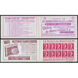 Carnet n°1011-C 26, A.G. Vie, manque une feuille, neuf ** sans charnière - B/TB
