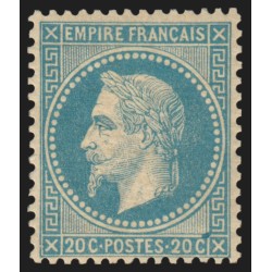 n°29B, Napoléon Lauré 20c bleu, Type II, neuf ** sans charnière, signé ROUMET