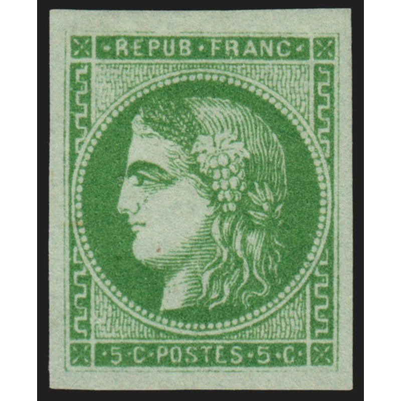 n°42B, Cérès de Bordeaux, 5c vert-jaune, neuf * , signé CALVES et A.BRUN - TTB
