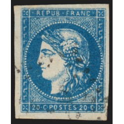 n°44B, Cérès de Bordeaux, 20c bleu, Type I Report 2, signé CALVES - TB