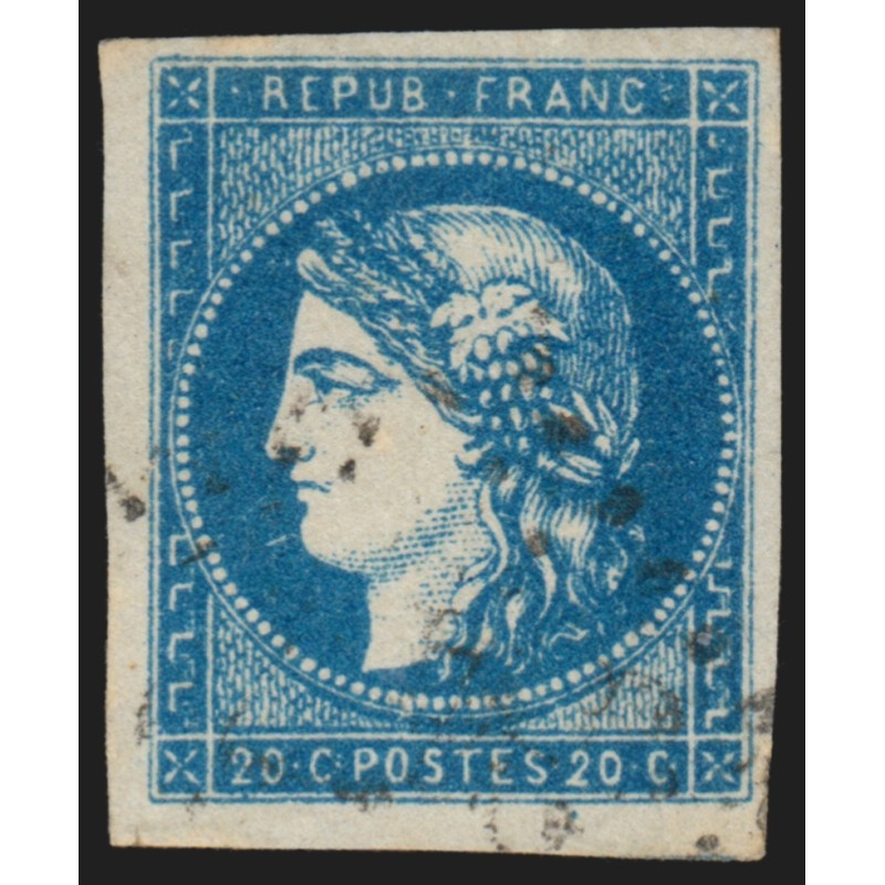 n°44B, Cérès de Bordeaux, 20c bleu, Type I Report 2, signé CALVES - TB