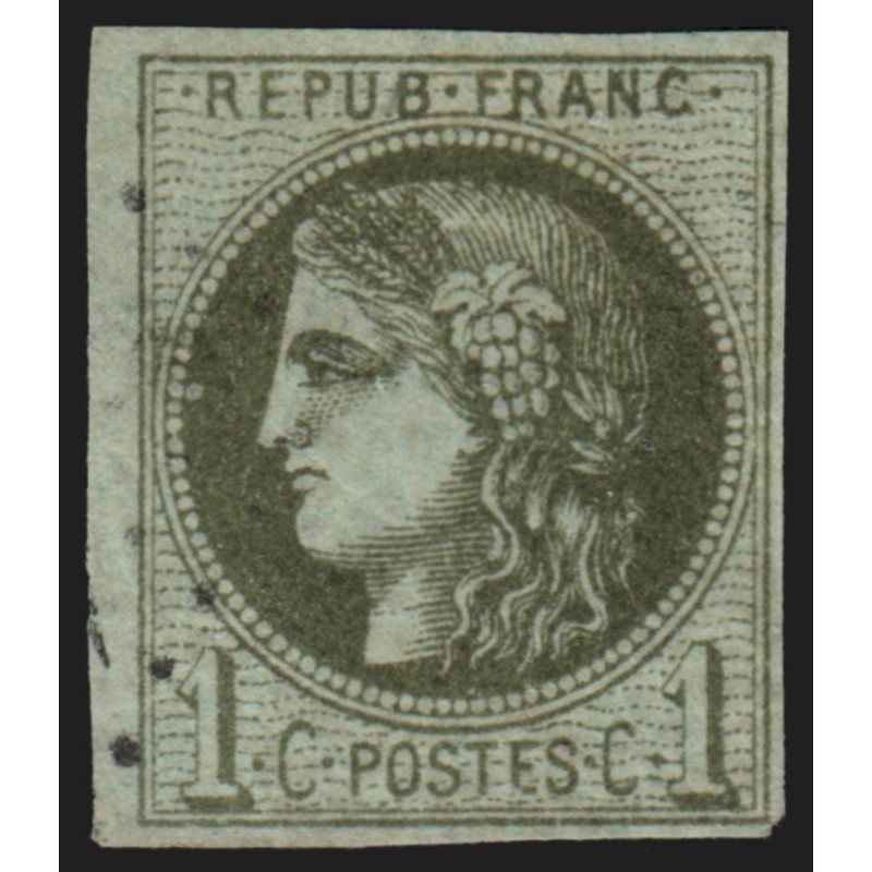 n°39A, Cérès Bordeaux, 1c olive, Report 1, oblitéré - BEAU D'ASPECT