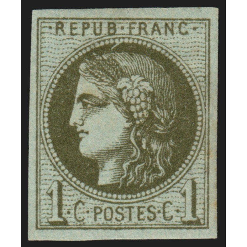 n°39B, Cérès Bordeaux, 1c olive, Report 2, neuf * avec charnière, signé A.ROIG