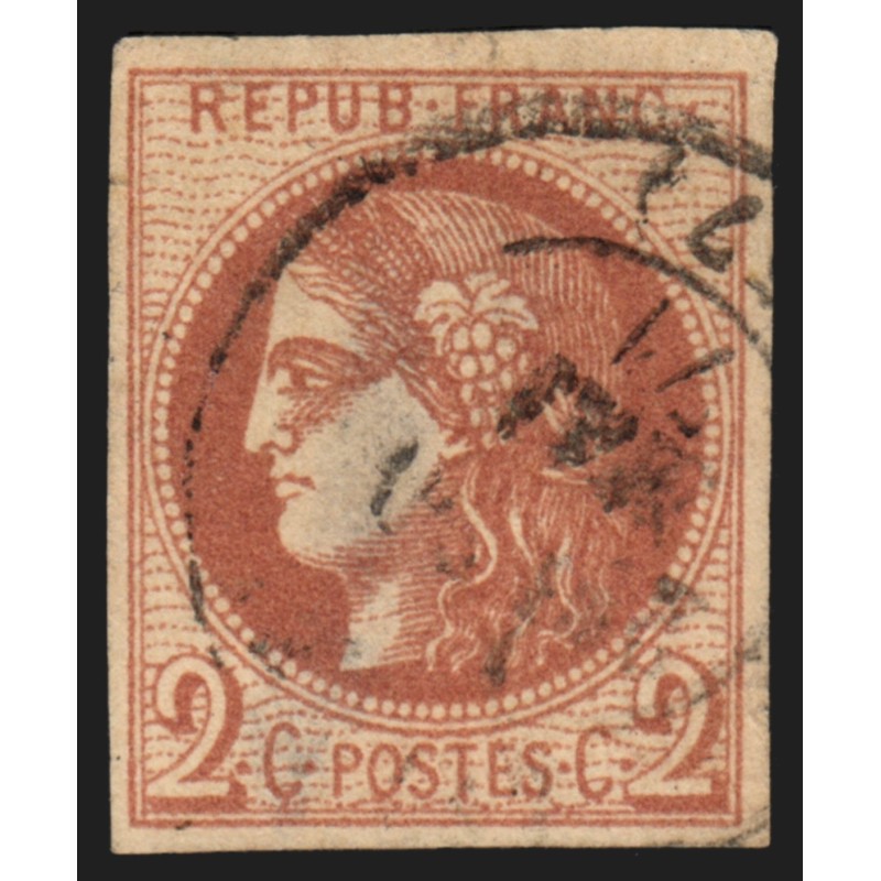 n°40B, Cérès Bordeaux, 2c brun-rouge, Report 2, oblitéré càd - B/TB