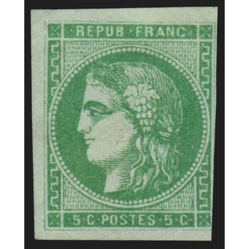 n°42Bi, Cérès Bordeaux, 5c VERT-ÉMERAUDE, neuf (*) sans gomme, signé CALVES