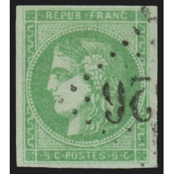 n°42B, Cérès Bordeaux, 5c vert-jaune nuance très pâle - TB - signé JF.BRUN