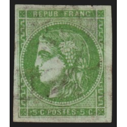 n°42B, Cérès Bordeaux, 5c vert-jaune, Report 2, oblitéré - BEAU D'ASPECT