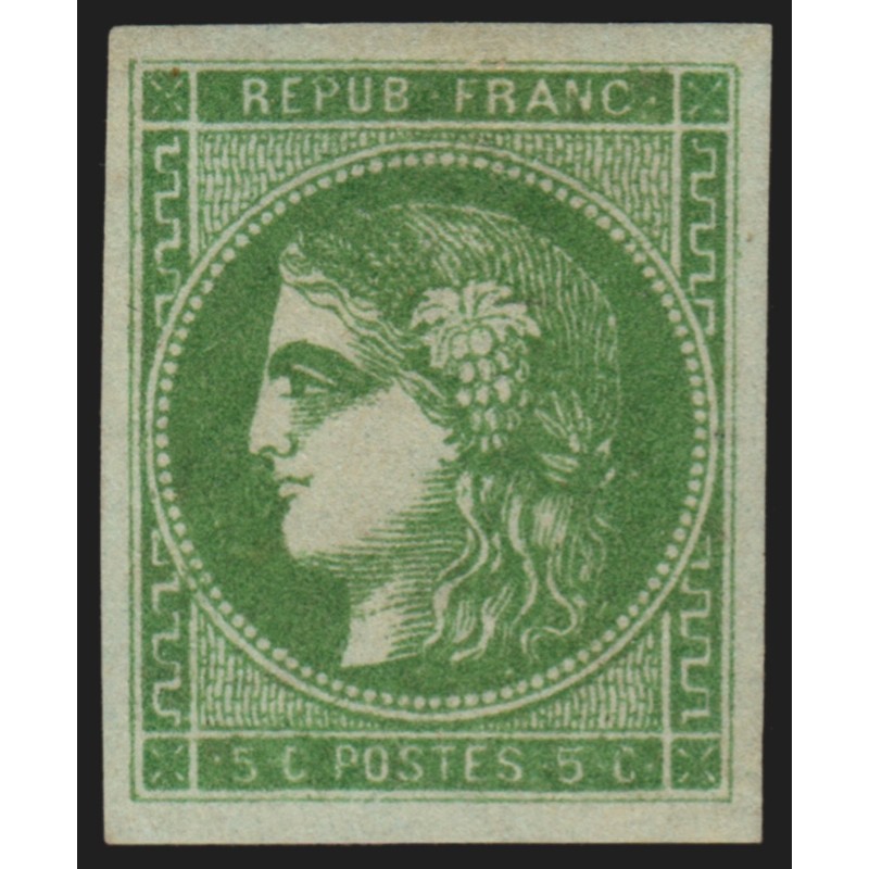 n°42Ba, Cérès Bordeaux, 5c vert-jaune-foncé, jolie nuance, neuf * - TB