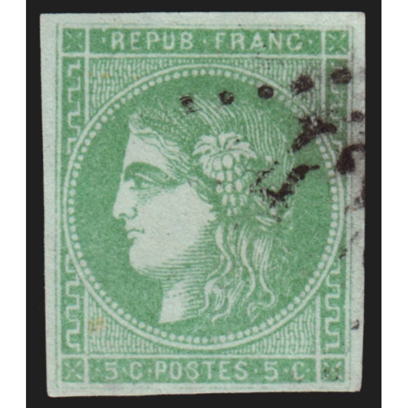 n°42Bi, Cérès Bordeaux, 5c vert-émeraude-clair, jolie nuance, oblitéré - TB
