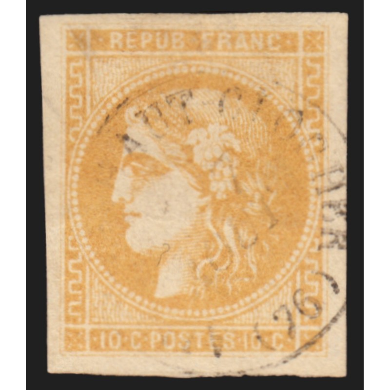 n°43B, Cérès Bordeaux, 10c bistre-jaune, oblitéré càd AILLY-LE-HAUT-CLOCHER
