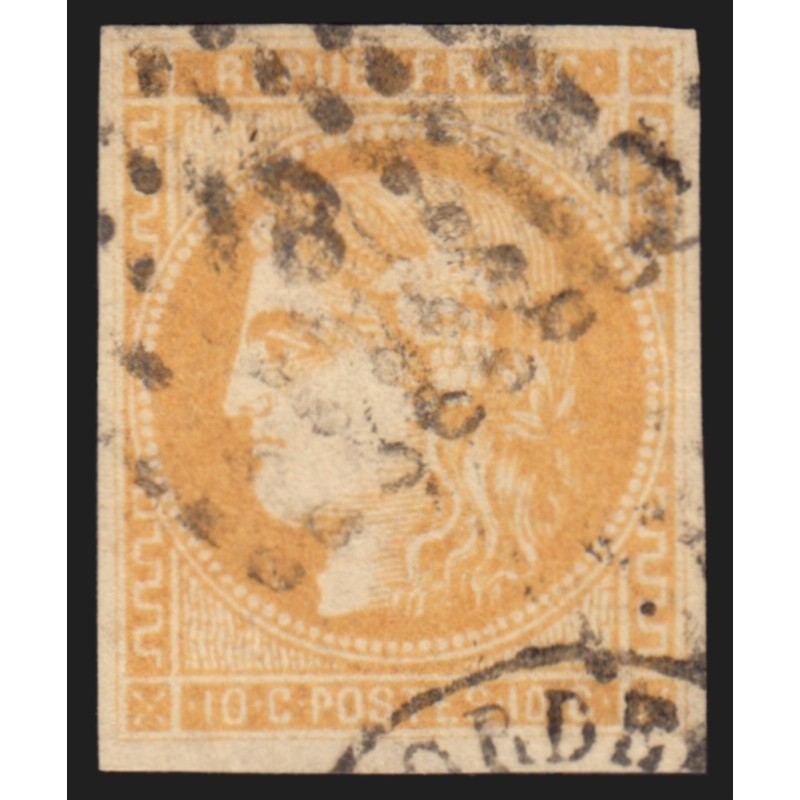 n°43Ba, Cérès Bordeaux, 10c bistre-orange, oblitéré ambulant IB, signé A.BRUN