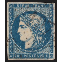 n°44A, Cérès Bordeaux, 20c bleu, Type I, Report 1, signé A.BRUN - TB