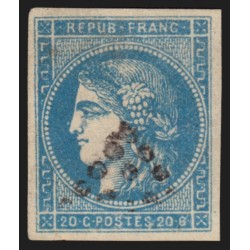 n°45A, Cérès Bordeaux, 20c bleu-clair, Type II, R1, signé A.BRUN - TB D'ASPECT