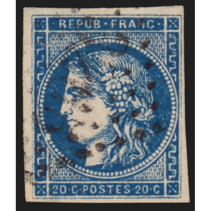 n°45Aa, Cérès Bordeaux, 20c bleu-foncé, Type II, Report 1 - TB D'ASPECT
