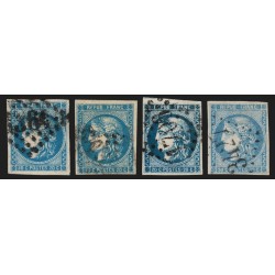 n°46B, en 4 nuances de couleurs, Cérès Bordeaux, Type III, oblitérés - B/TB