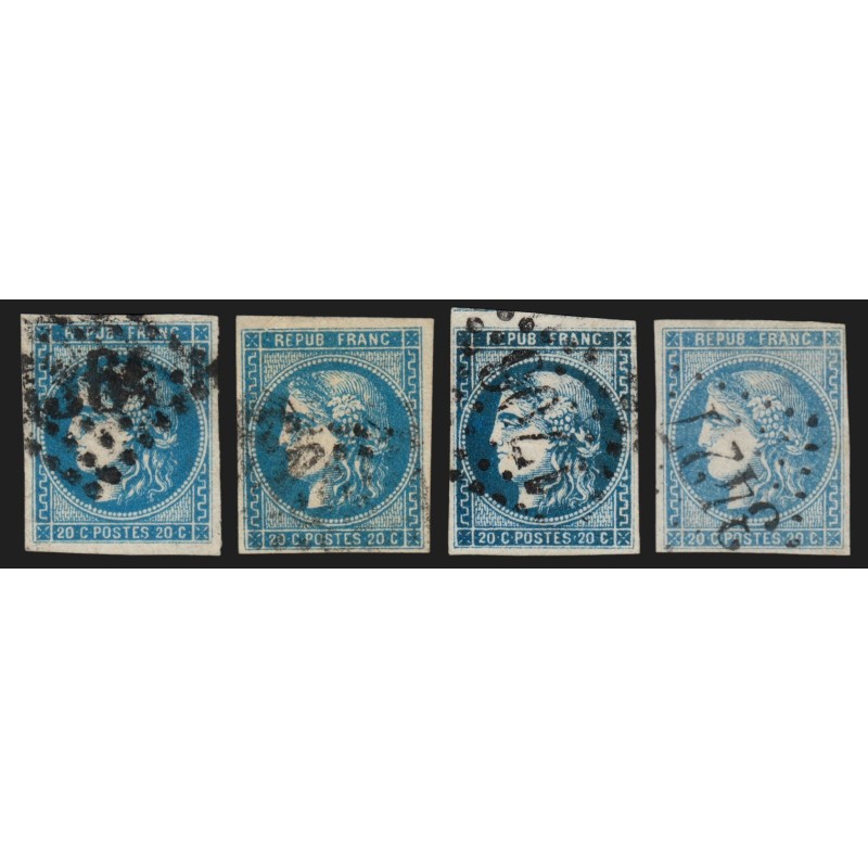 n°46B, en 4 nuances de couleurs, Cérès Bordeaux, Type III, oblitérés - B/TB