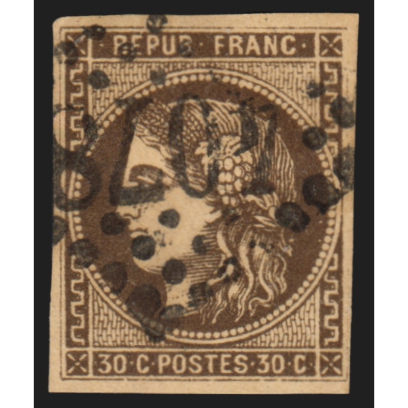 n°47d, Cérès Bordeaux, 30c brun-foncé, oblitéré GC 4078 Valenciennes - TB