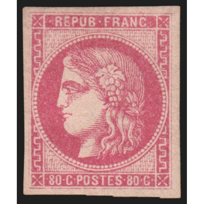 n°49a, Cérès Bordeaux, 80c rose-clair, neuf * légère trace de charnière - TB