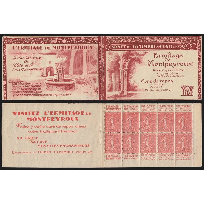 Carnet n°199-C 18, Montpeyroux, 10 timbres, feuillet non-perforé, neuf * déf.