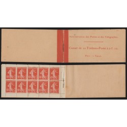 Carnet n°138-C 1, Semeuse camée 1907, 10c rouge, neuf (*) gomme altérée - déf.