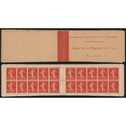 Carnet n°135-C 1, Semeuse chiffres maigres 1906, 10c rouge, neuf ** - B/TB