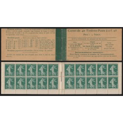 Carnet n°137-C 9, 5c vert, carnet de 40 timbres, neuf ** sans charnière - TB