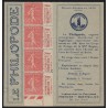 Carnet n°199-CP 1, Le Philopode, 4 timbres, format 108x50mm, neuf **/* - TB