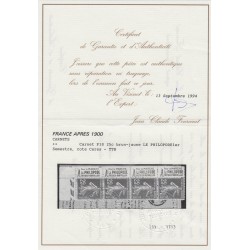 Carnet n°235-CP 1, 25c brun-jaune, Le Philopode, neuf ** , Certificat - SUPERBE
