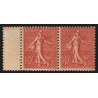 n°129e, variété "impression recto-verso" en paire, Semeuse lignée, neuf ** - TB