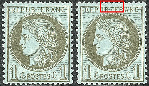 Cérès de 1872, la variété "trait supérieur du cadre brisé" atteint 500 € chez Roumet
